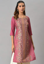 Pink Floral Printed Sequined Ethnic kurta in Germany