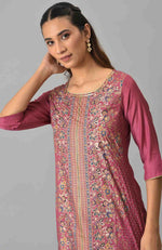 Pink Floral Printed Sequined Ethnic kurta in Germany