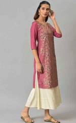 Pink Floral Printed Sequined Ethnic kurta in Germany