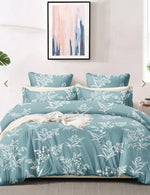Floral Teal Blue Microfibre King Bedsheet with 2 Pillow Covers in Berlin