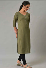 Green Solid Cotton kurta in Germany