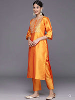 Yellow Yoke Design Silk Blend Straight Kurta With Trousers & Dupatta in Germany