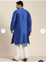 Men's Silk Blend Blue Self Design ONLY Long Kurta in Germany