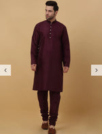 Men Purple Kurta & Churidar with Jacquard Maroon Nehru Jacket in Germany