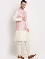 Men Kurta & Churidar with Thread Work Pink Nehru Jacket in Germany