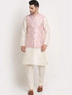 Men Kurta & Churidar with Thread Work Pink Nehru Jacket in Germany