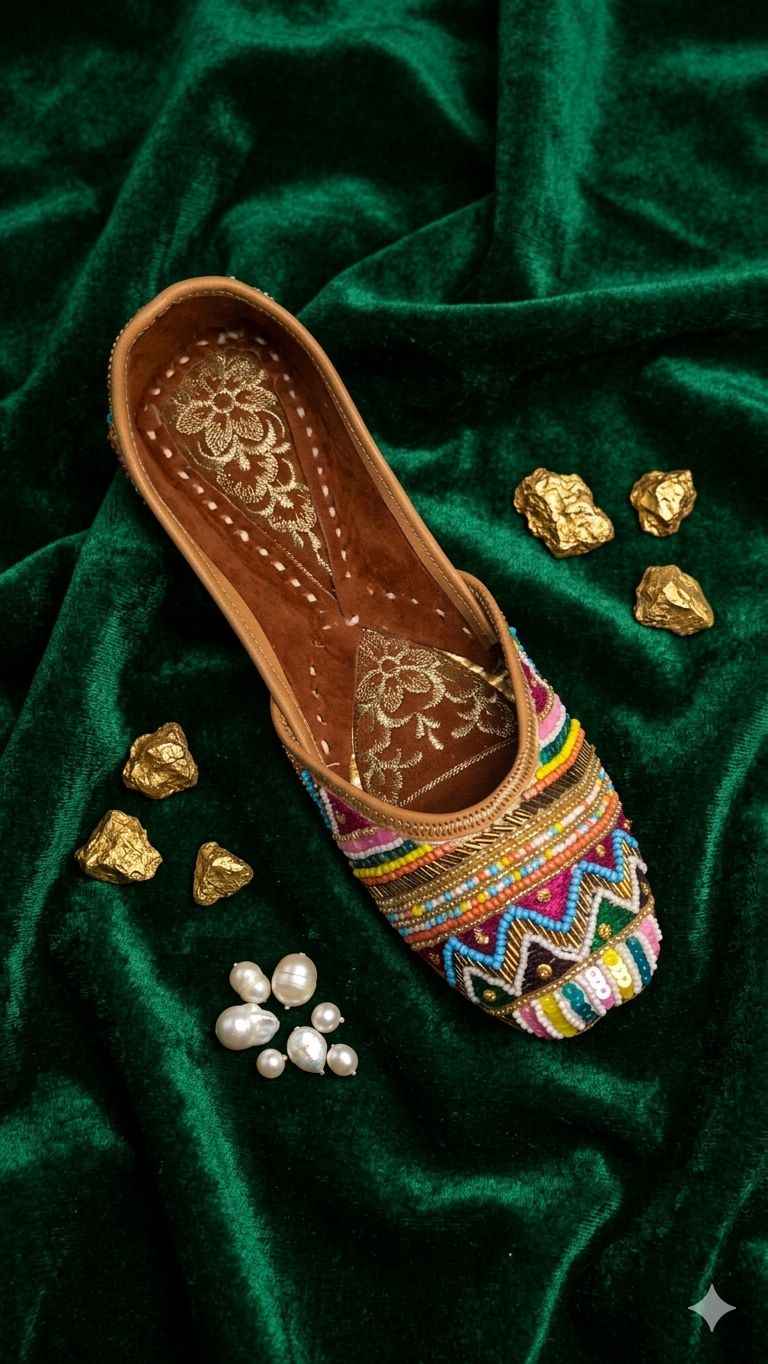 Multicolor Zardosi Work Hand Embroidered Jutti in Berlin