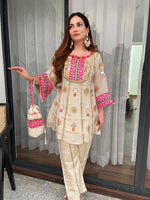 TRENDY CO-ORD SET MIRROR AND SEQUENCE EMBROIDERY WORK IN GERMANY