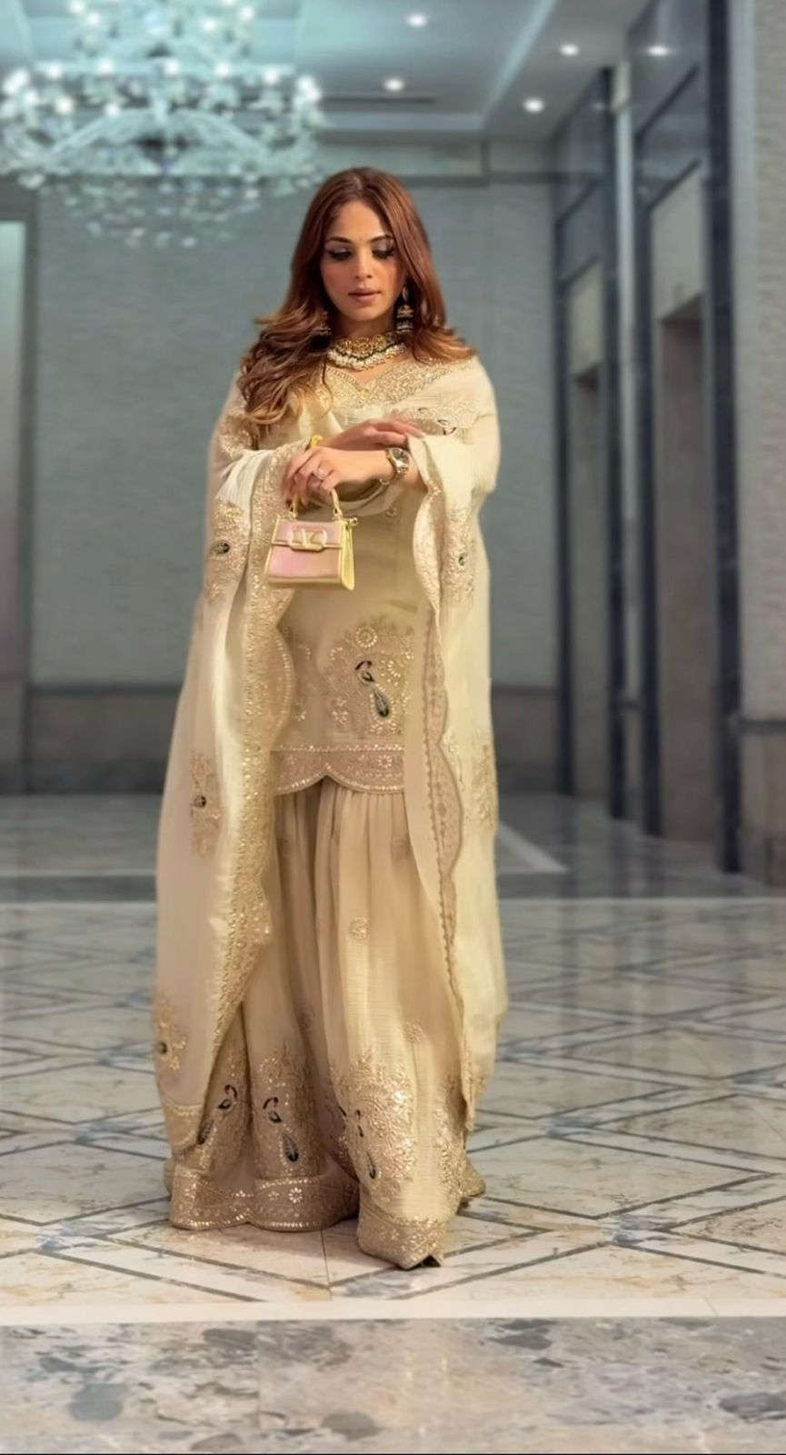 Pure Chinnon With Heavy Embroidery Coding Dori-Sequence Work Top-Bottom And Dupatta Set in Germany