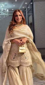 Pure Chinnon With Heavy Embroidery Coding Dori-Sequence Work Top-Bottom And Dupatta Set in Germany