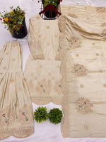 Pure Chinnon With Heavy Embroidery Coding Dori-Sequence Work Top-Bottom And Dupatta Set in Germany