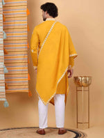 Men Yellow Embroidered Kurta with Trouser with Stole in Germany