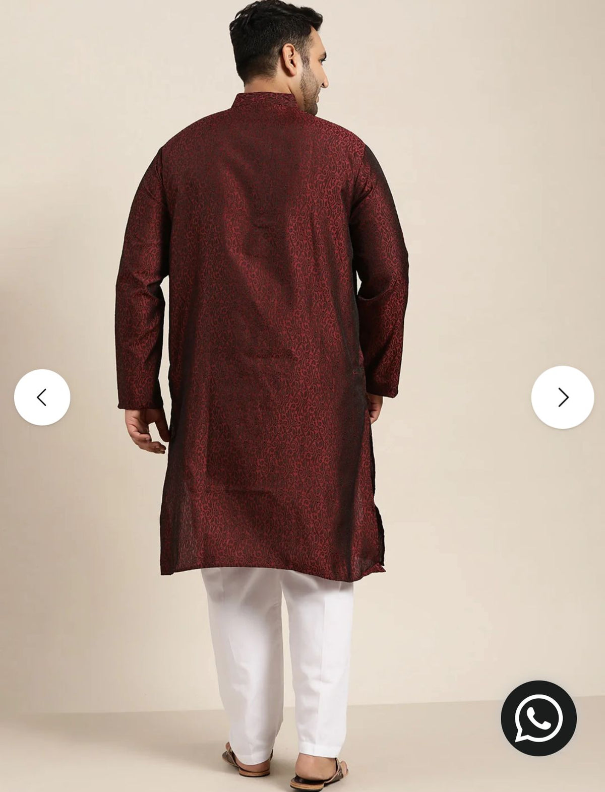 Men's Silk Blend Maroon Self Design ONLY Long Kurta in Berlin