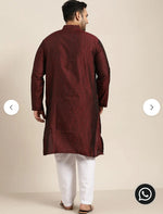 Men's Silk Blend Maroon Self Design ONLY Long Kurta in Berlin