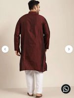 Men's Silk Blend Maroon Self Design ONLY Long Kurta in Berlin Namma Markt