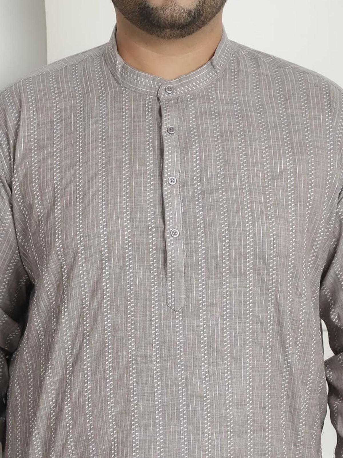 Men's Silk Blend Cream Printed ONLY Long Kurta in Germany