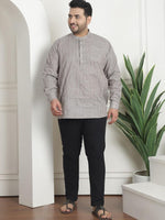 Men's Silk Blend Cream Printed ONLY Long Kurta in Germany