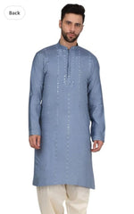 Men's Cotton Silk Mirror Work Yoke Design Long Sleeve Kurta in Germany
