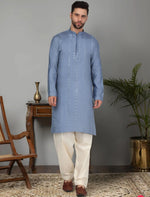 Men's Cotton Silk Mirror Work Yoke Design Long Sleeve Kurta in Germany