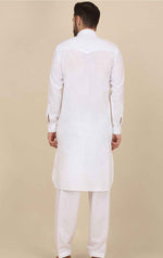Shirt Collar Cuffed Sleeves Pure Cotton Pathani Kurta With Salwar in Germany