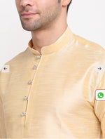 Men's Gold Jacquard Silk Kurta & Churidaar Pyjama in Germany