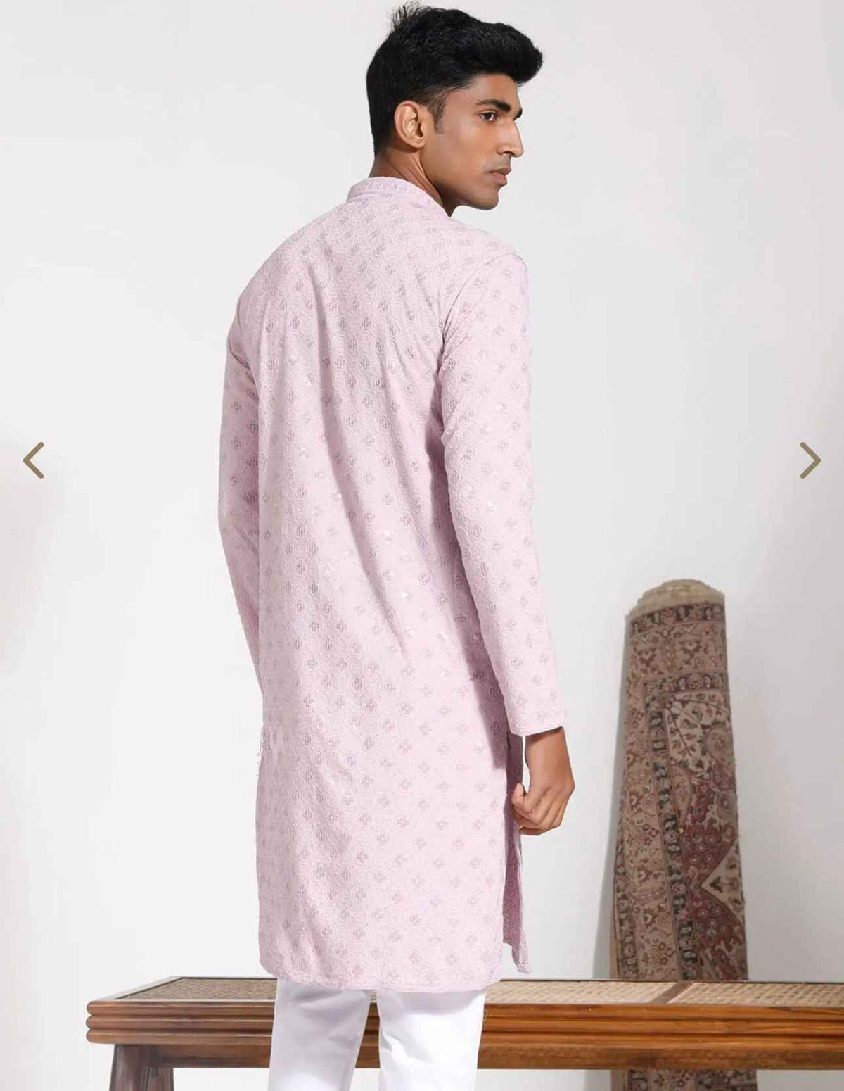 Pink Regular Fit Embroidered Kurta in Germany