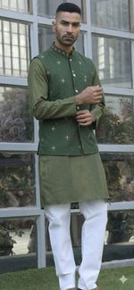 Men Cotton Pathani Kurta & Salwar With Nehru Jacket in Germany