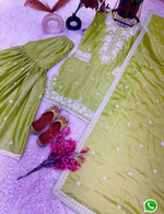 Green Color Heavy Chinnon Silk With Sequence Work Top Sharara Suit in Germany
