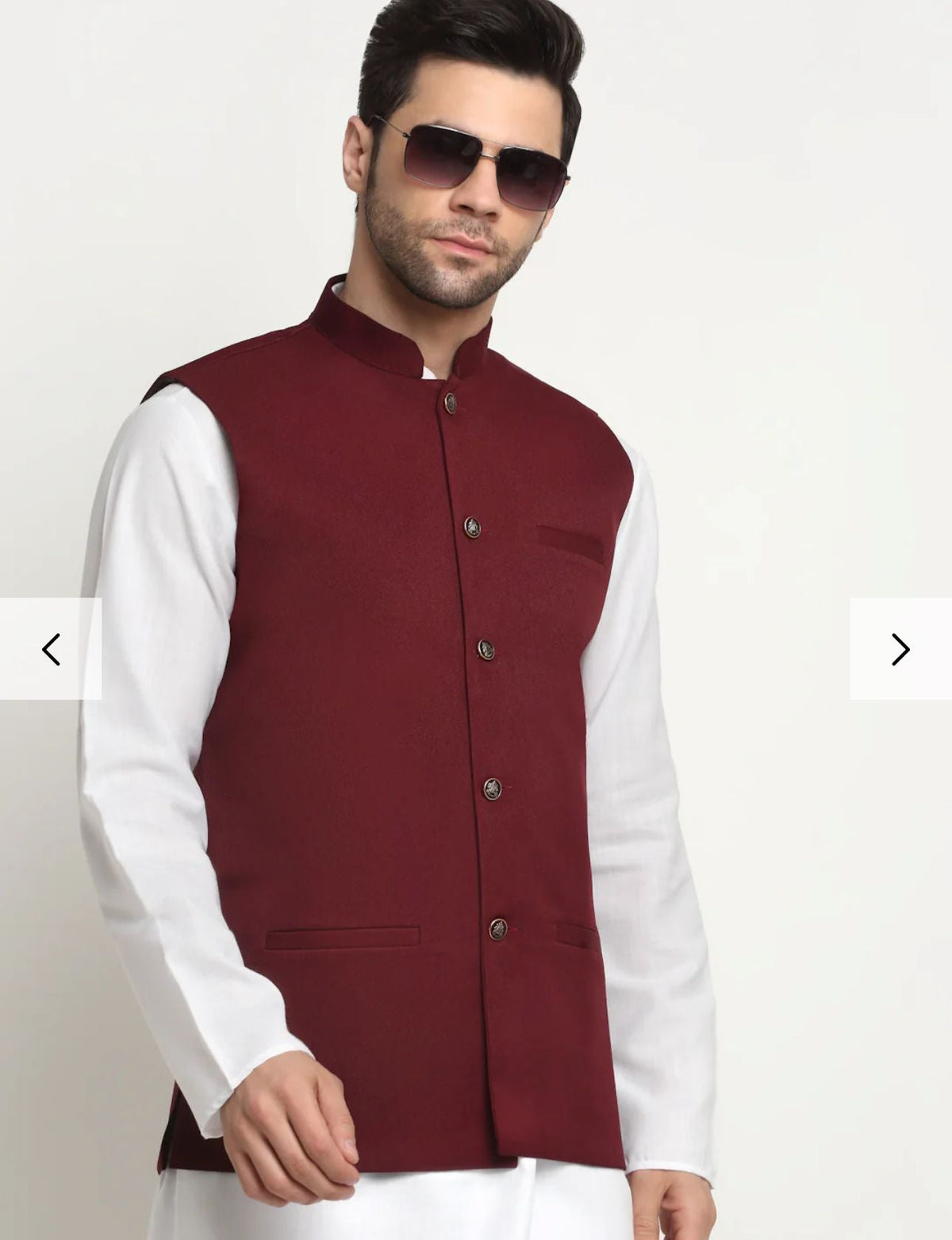 Cotton Solid White Kurta Churidar With Twill Nehru Jacket Set in Germany