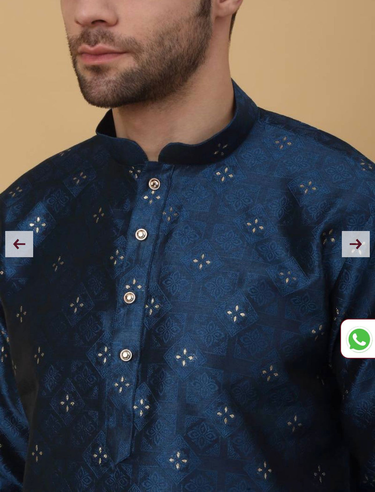 Men's Silk Blend Jacquard Sequenced Kurta