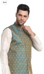 Men Silk Blend Kurta And Pajama Paisley Nehru Jacket Only in Germany