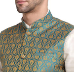 Men Silk Blend Kurta And Pajama Paisley Nehru Jacket Only in Germany