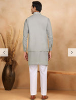 Cotton Regular Straight Kurta Trouser With Sequin Embroidery Open Nehru Jacket Set in Germany