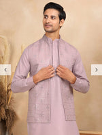 Cotton Regular Straight Kurta Trouser With Sequin Embroidery Open Nehru Jacket Set in Germany