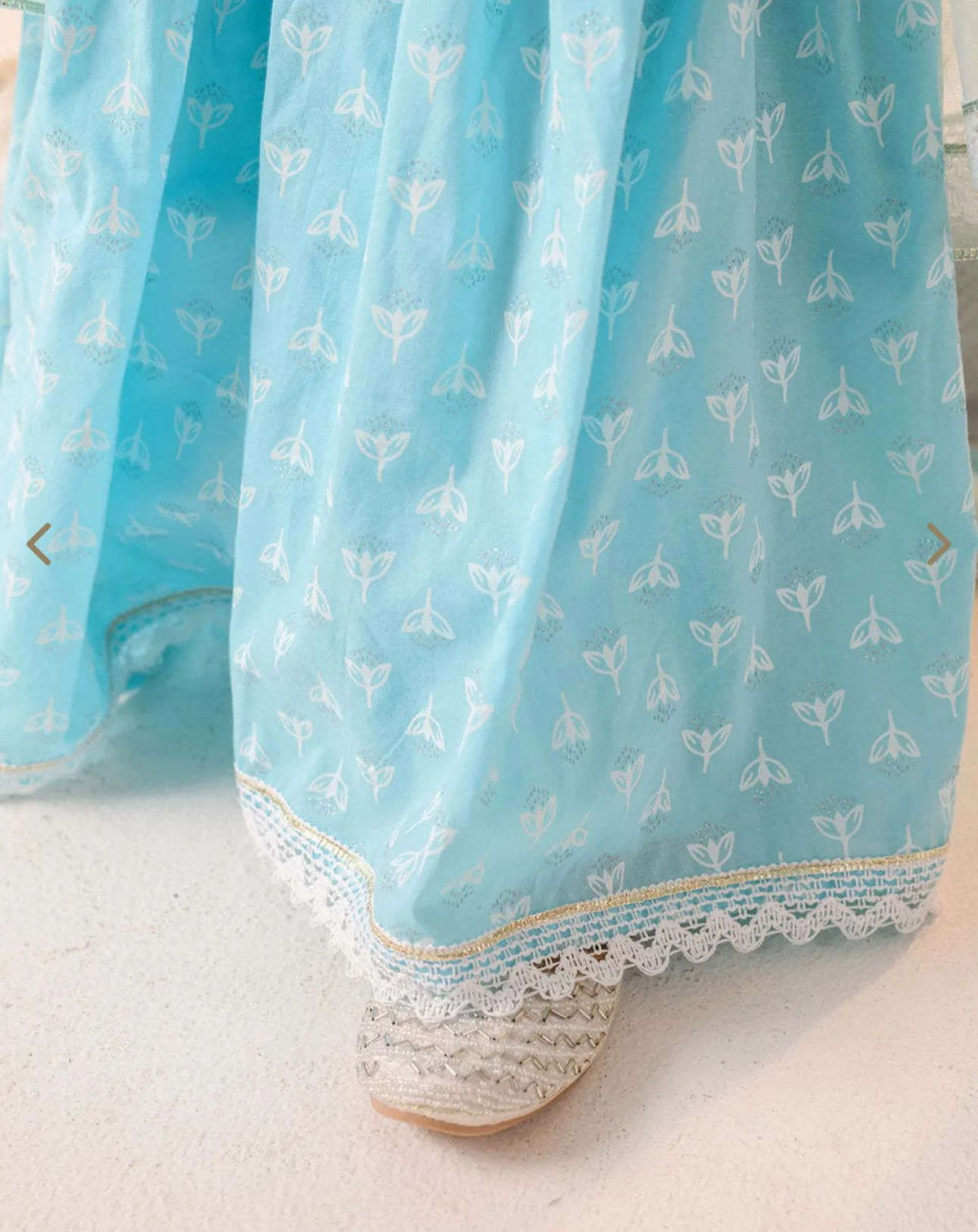 Girls SkyBlue Cotton Regular Fit Printed Kurta Set in Germany