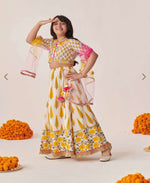 Girls Yellow Cotton Regular Fit Printed Lehenga Choli in Germany