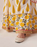 Girls Yellow Cotton Regular Fit Printed Lehenga Choli in Germany