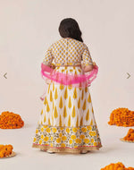 Girls Yellow Cotton Regular Fit Printed Lehenga Choli in Germany