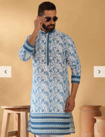 Cotton Embroidered Sequin Chikan Floral Print Thread Work Kurta And Pant in Germany