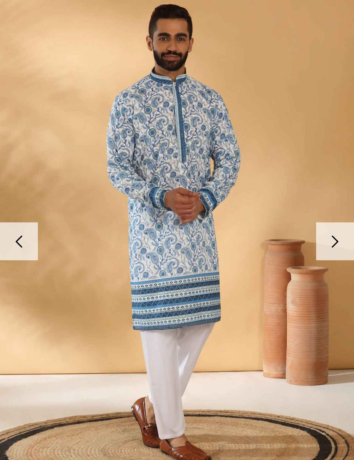 Cotton Embroidered Sequin Chikan Floral Print Thread Work Kurta And Pant in Germany