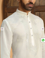 Cotton Silk Sequined Embroidered Yoke Design Cream Kurta With Cream Salwar in Germany
