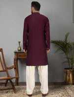 Men'S Purple Cotton Silk Sequin Worked Kurta and Pyjama in Germany