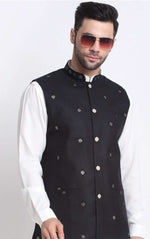 Mandarin Collar Pathani Kurta with Pyjamas & Nehru Jacket in Germany