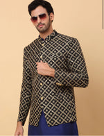 Men's Silk Navy Blue Kurta Churidar With Embroidered Zari Bandhgala Suit/Coat in Berlin