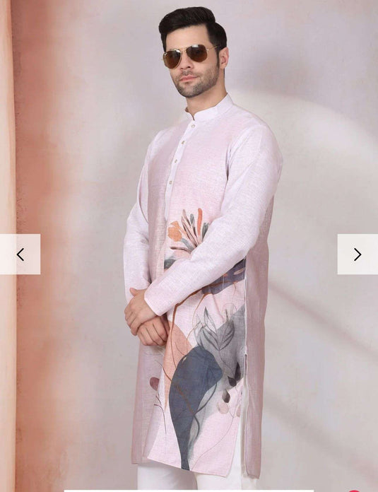 Marble Print  Long Kurta With White Elastic Waistband Pyjama Set in Berlin