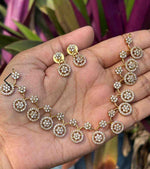 AD Stone Floral Minimal Gold Plated Necklace  with Earring Premium Quality in Germany