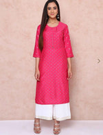 Pink Printed Straight Kurta in Germany