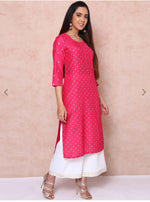 Pink Printed Straight Kurta in Germany