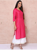 Pink Printed Straight Kurta in Germany