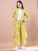 Girls Ethnic Printed Hosiery Straight Fit Top & Pant With Jacket in Germany